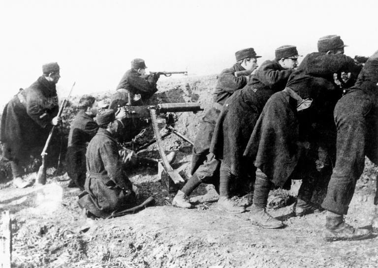 Belgian soldiers during the first days of the war.